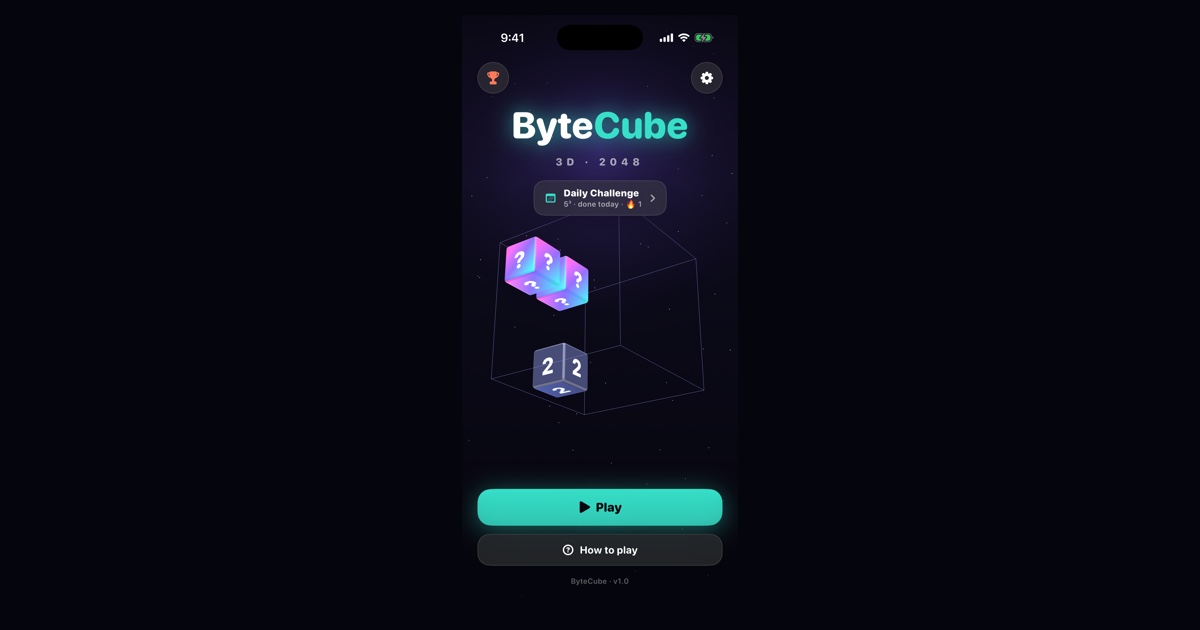 ByteCube — 3D 2048 Cube Puzzle | Play Free Online & on iPhone