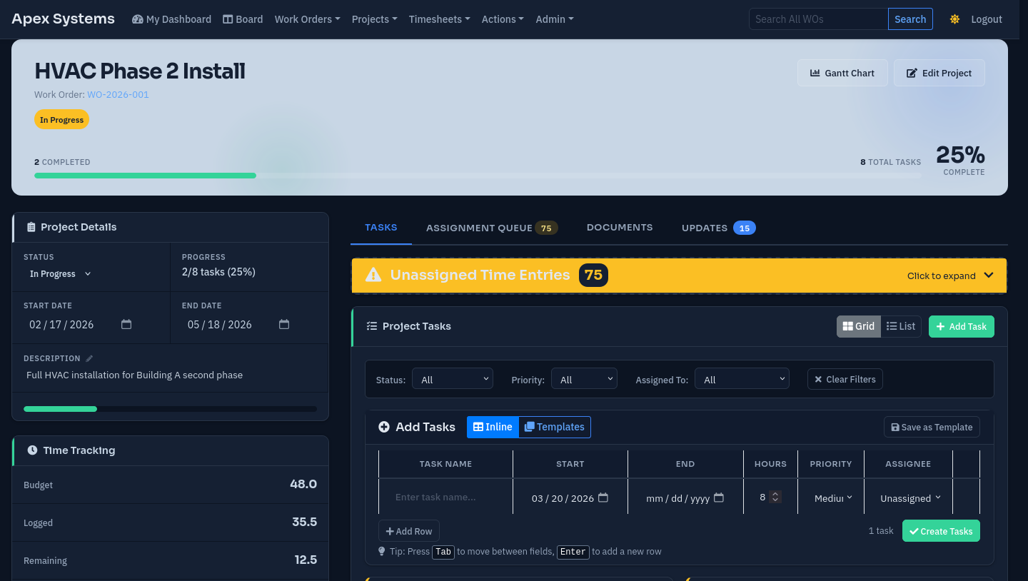Project Detail & Tasks